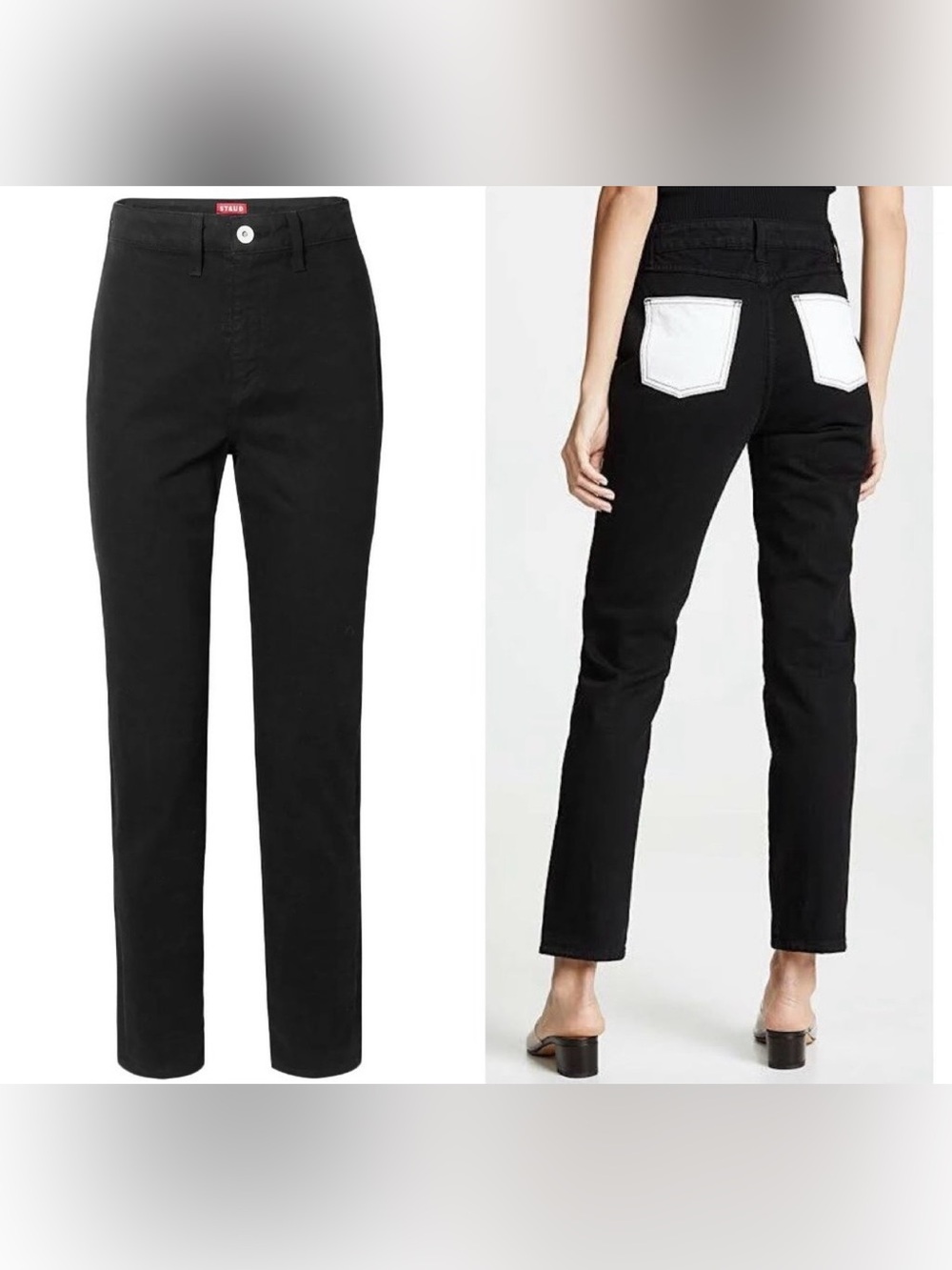 STAUD Blonde Two-Tone High Rise Slim Leg Jeans 29